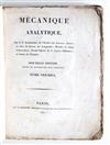 LAGRANGE, JOSEPH-LOUIS. Mécanique Analytique . . . Nouvelle Édition.  2 vols.  1815